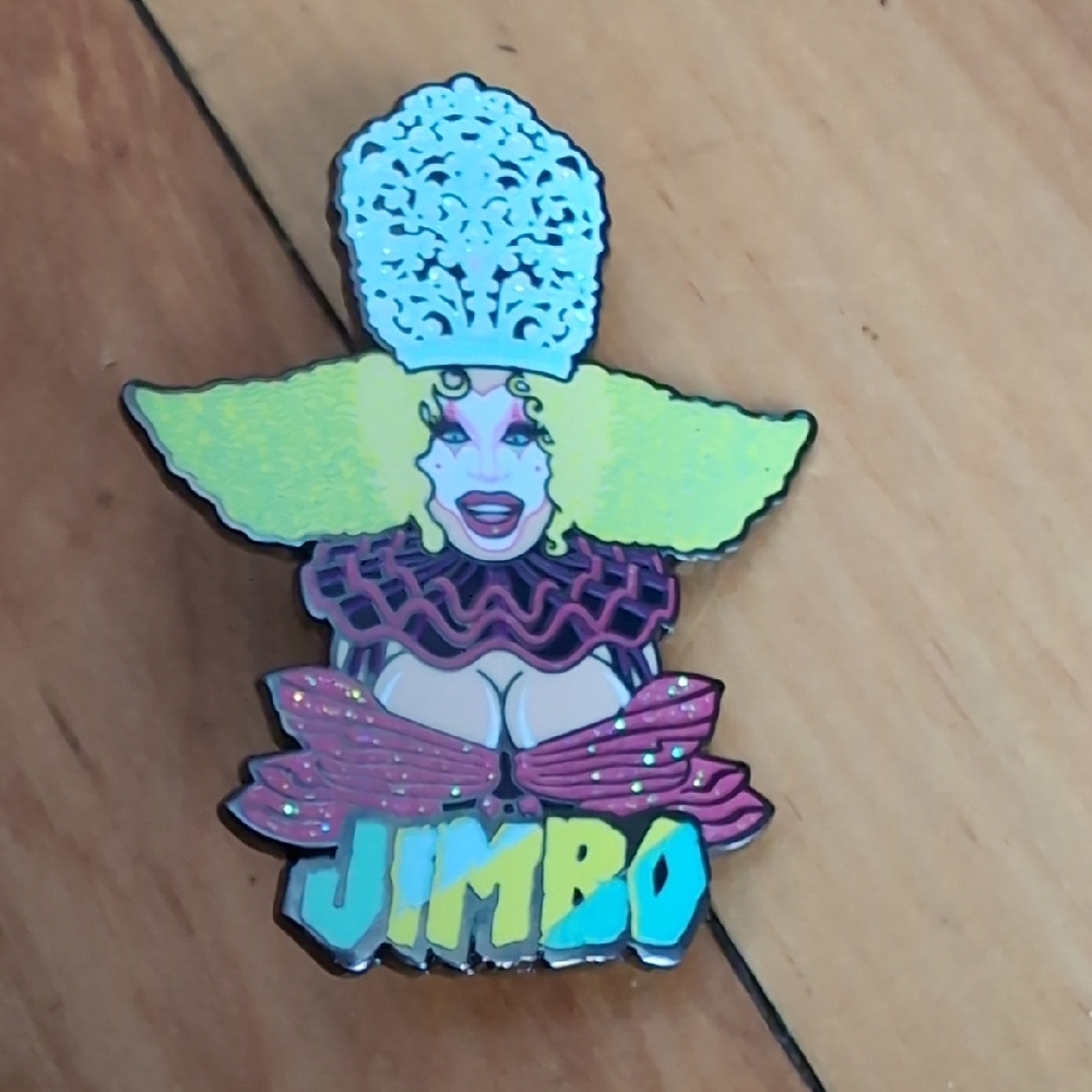 Jimbo The Drag Clown Brooch with Yellow and Pink Accents